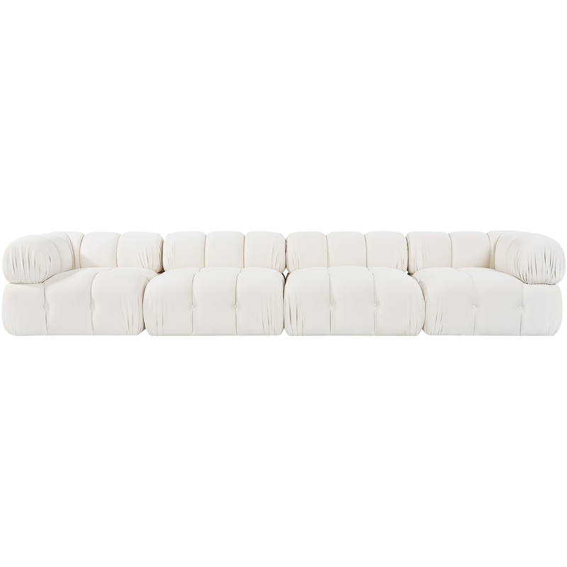 Meridian Furniture Orin Cream Velvet Performance Fabric 4 pc. Modular Sofa