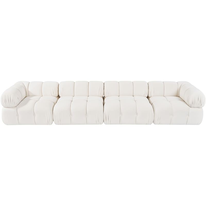 Meridian Furniture Orin Cream Velvet Performance Fabric 4 pc. Modular Sofa