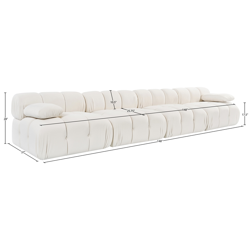 Meridian Furniture Orin Cream Velvet Performance Fabric 4 pc. Modular Sofa