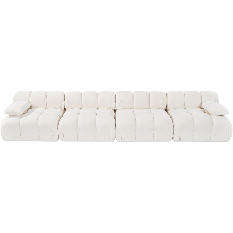 Meridian Furniture Orin Cream Velvet Performance Fabric 4 pc. Modular Sofa
