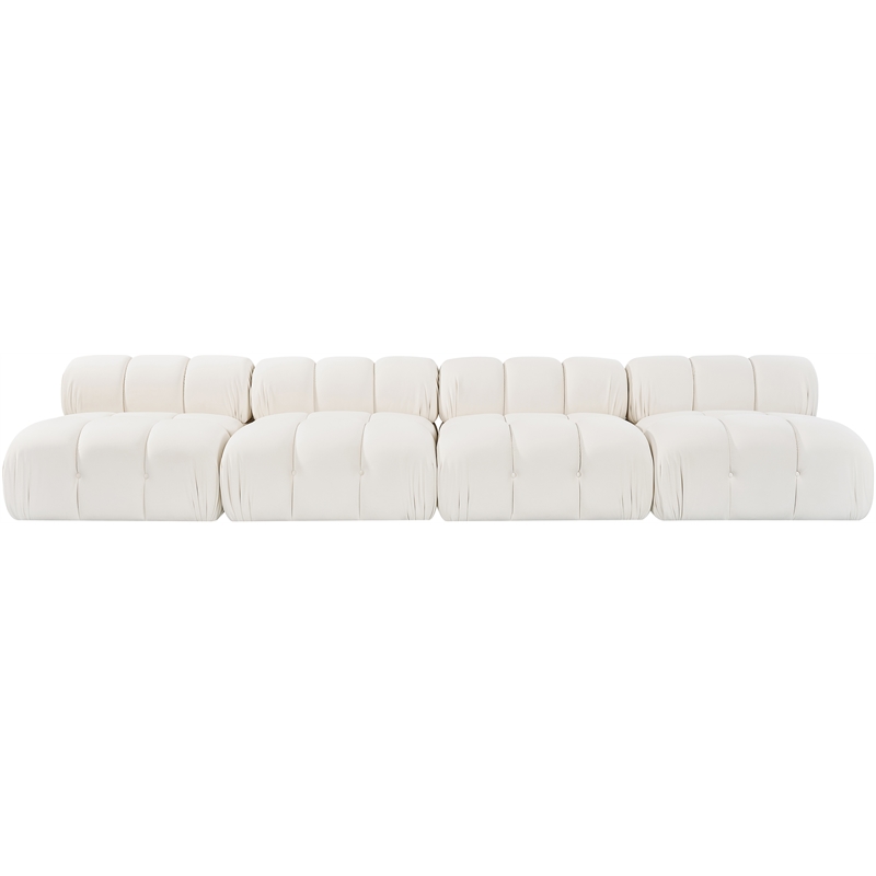 Meridian Furniture Orin Cream Velvet Performance Fabric 4 pc. Modular Sofa