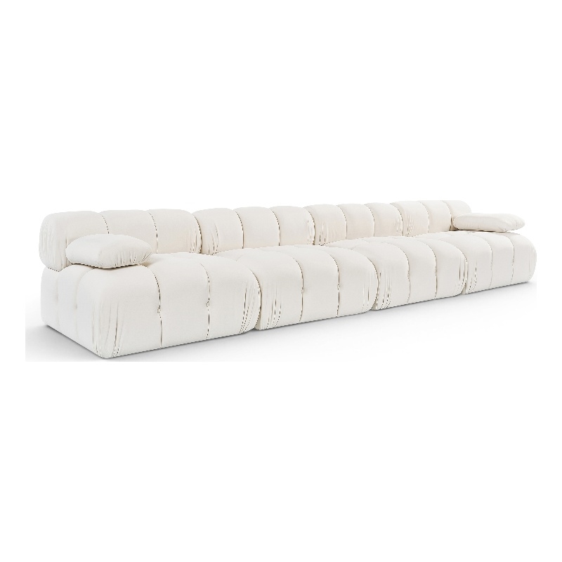 Meridian Furniture Orin Cream Velvet Performance Fabric 4 pc. Modular Sofa