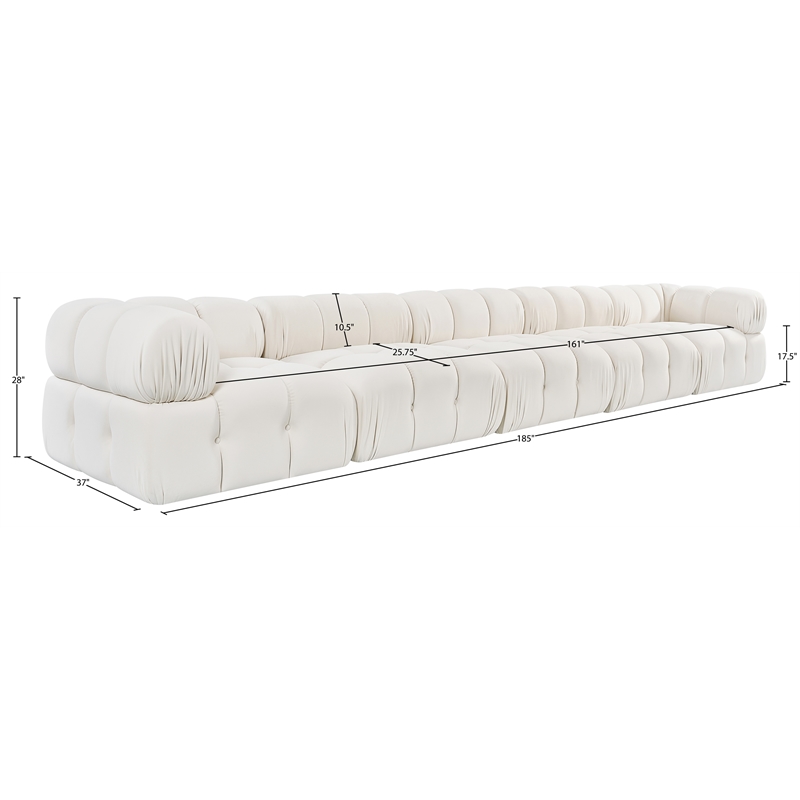 Meridian Furniture Orin Cream Velvet Performance Fabric 5 pc. Modular Sofa