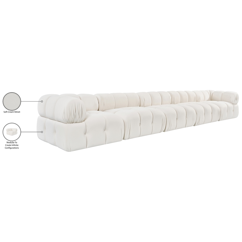Meridian Furniture Orin Cream Velvet Performance Fabric 5 pc. Modular Sofa