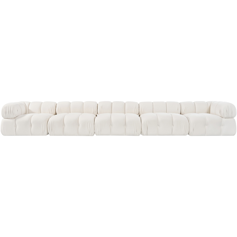 Meridian Furniture Orin Cream Velvet Performance Fabric 5 pc. Modular Sofa