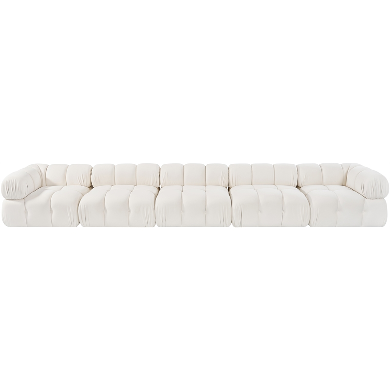 Meridian Furniture Orin Cream Velvet Performance Fabric 5 pc. Modular Sofa