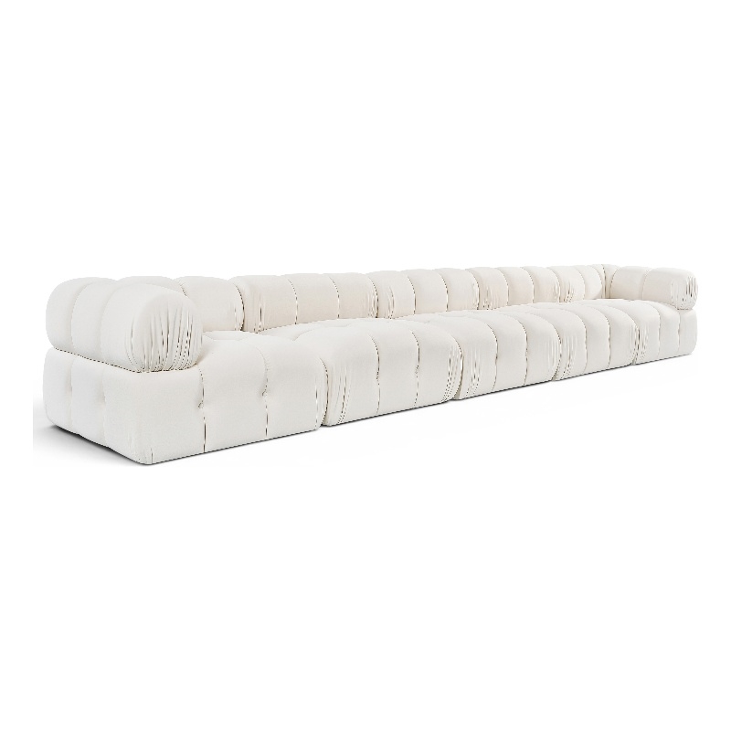 Meridian Furniture Orin Cream Velvet Performance Fabric 5 pc. Modular Sofa