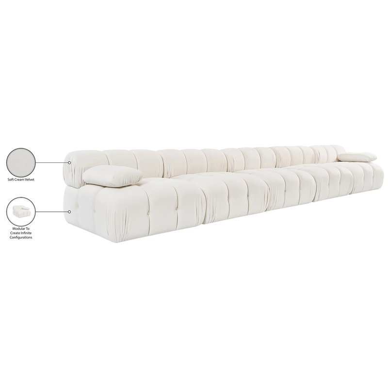 Meridian Furniture Orin Cream Velvet Performance Fabric 5 pc. Modular Sofa