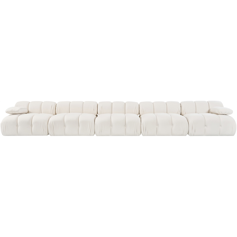 Meridian Furniture Orin Cream Velvet Performance Fabric 5 pc. Modular Sofa
