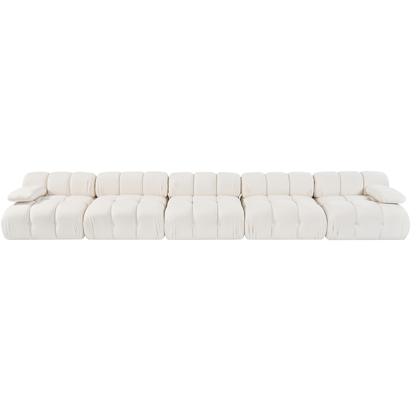 Meridian Furniture Orin Cream Velvet Performance Fabric 5 pc. Modular Sofa