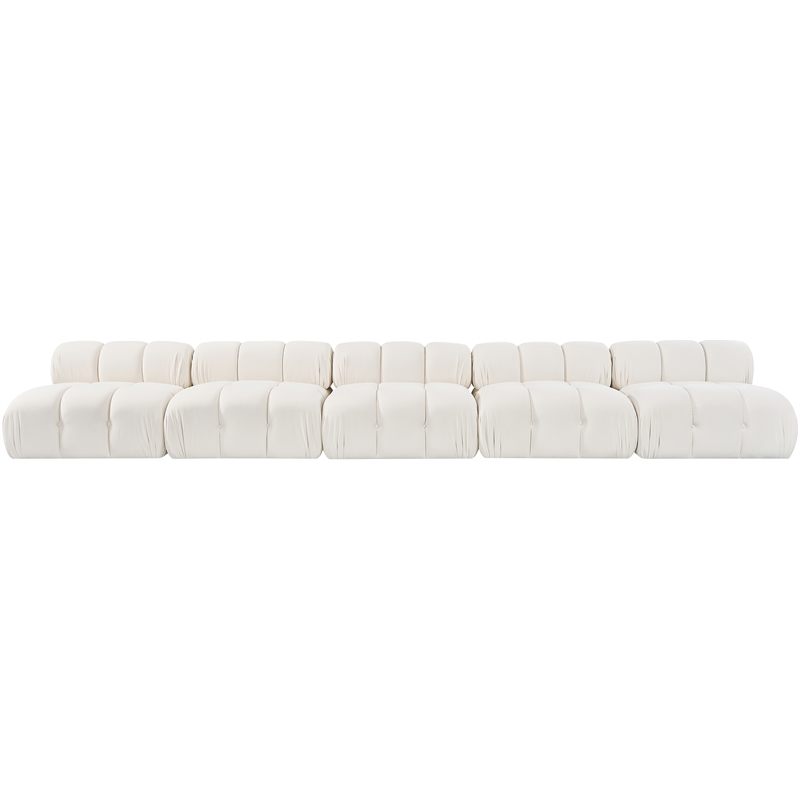 Meridian Furniture Orin Cream Velvet Performance Fabric 5 pc. Modular Sofa