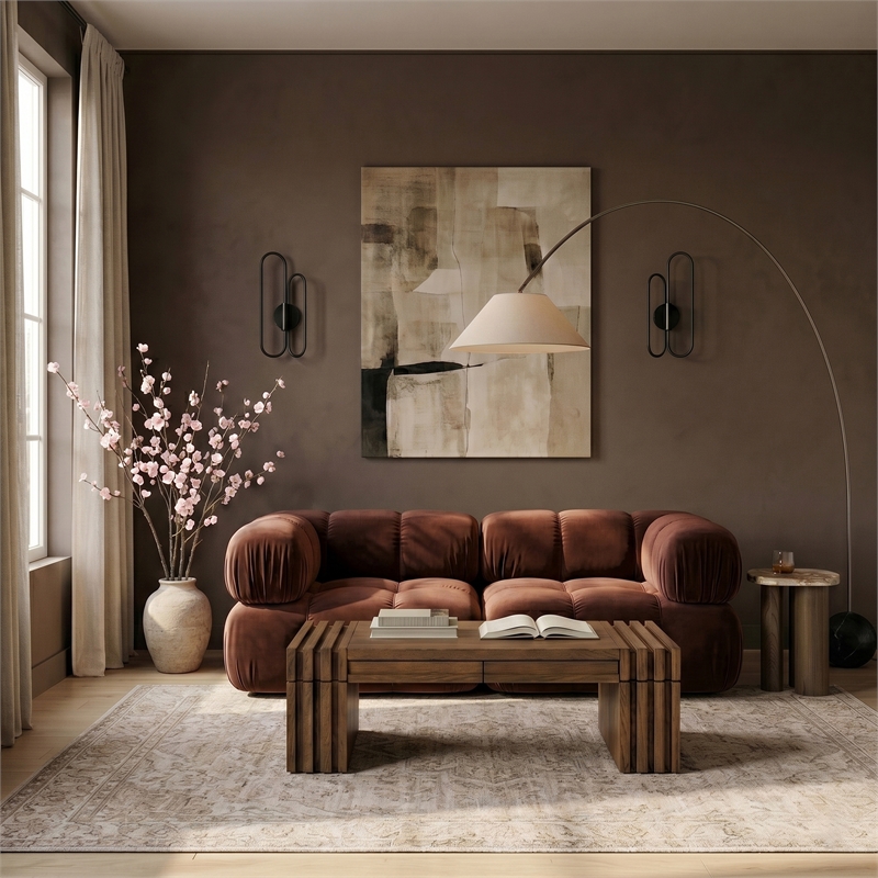 Meridian Furniture Orin Rose Velvet Performance Fabric 2 pc. Modular Sofa