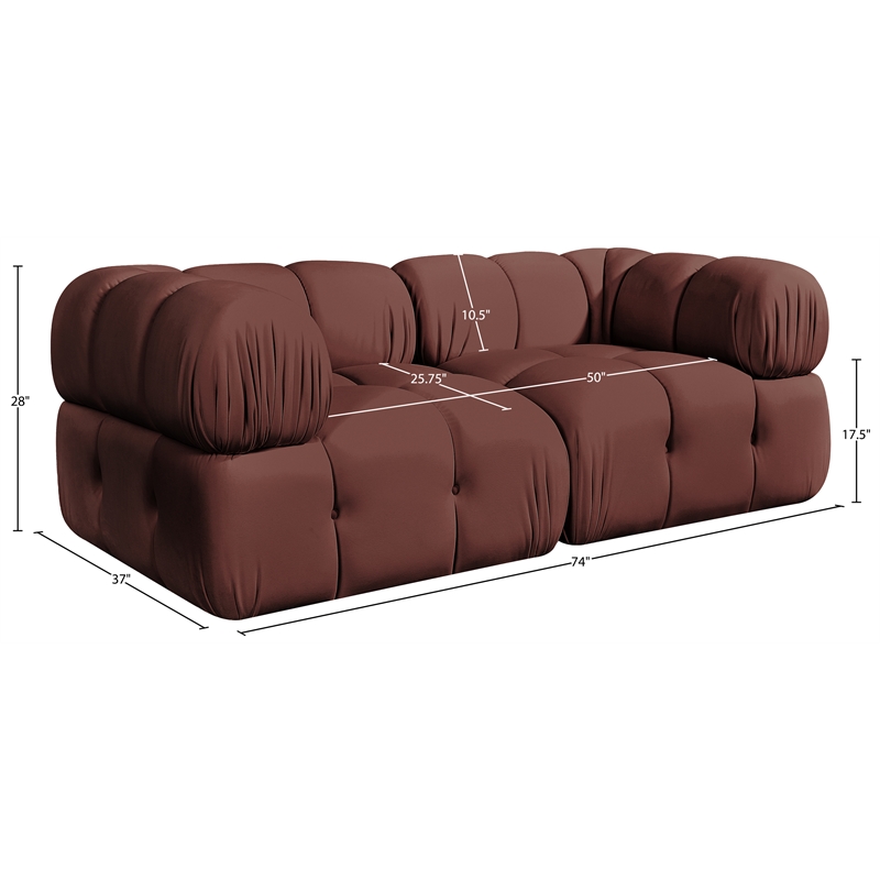 Meridian Furniture Orin Rose Velvet Performance Fabric 2 pc. Modular Sofa