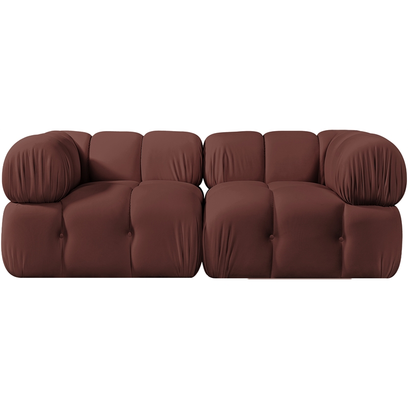 Meridian Furniture Orin Rose Velvet Performance Fabric 2 pc. Modular Sofa