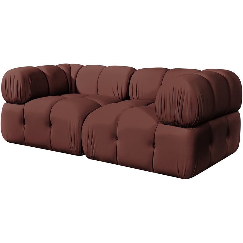 Meridian Furniture Orin Rose Velvet Performance Fabric 2 pc. Modular Sofa