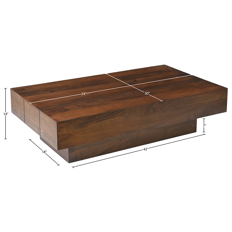 Meridian Furniture Plank Brown Mango Wood Coffee Table