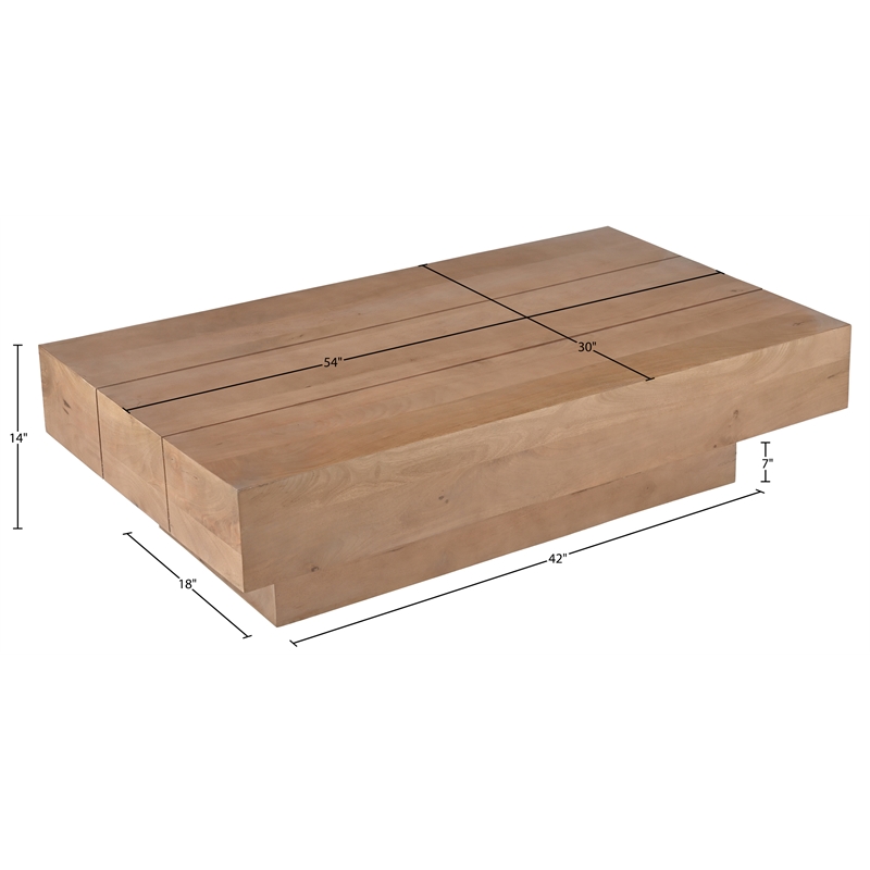 Meridian Furniture Plank Natural Mango Wood Coffee Table