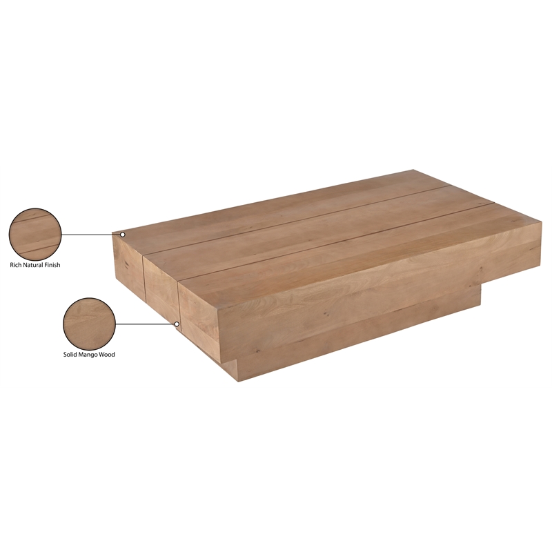 Meridian Furniture Plank Natural Mango Wood Coffee Table