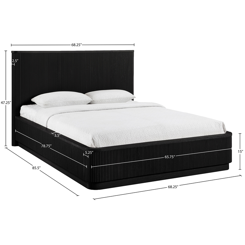 Meridian Furniture Astrid Black Solid Wood And Oak Veneer Queen Bed