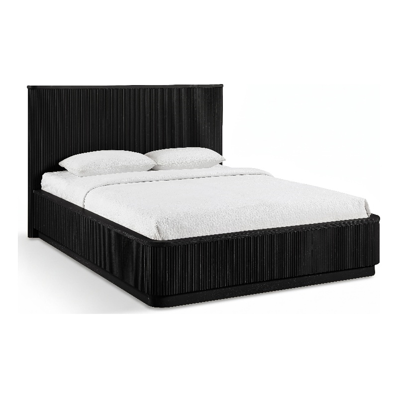 Meridian Furniture Astrid Black Solid Wood And Oak Veneer Queen Bed