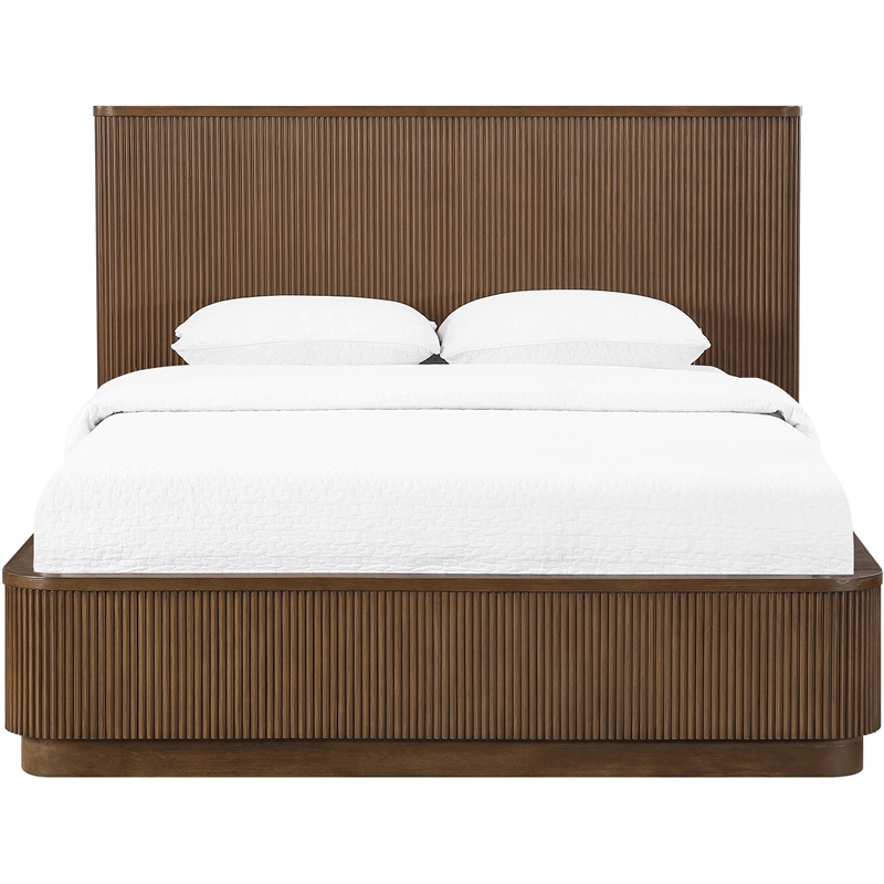 Meridian Furniture Astrid Brown Solid Wood And Oak Veneer King Bed