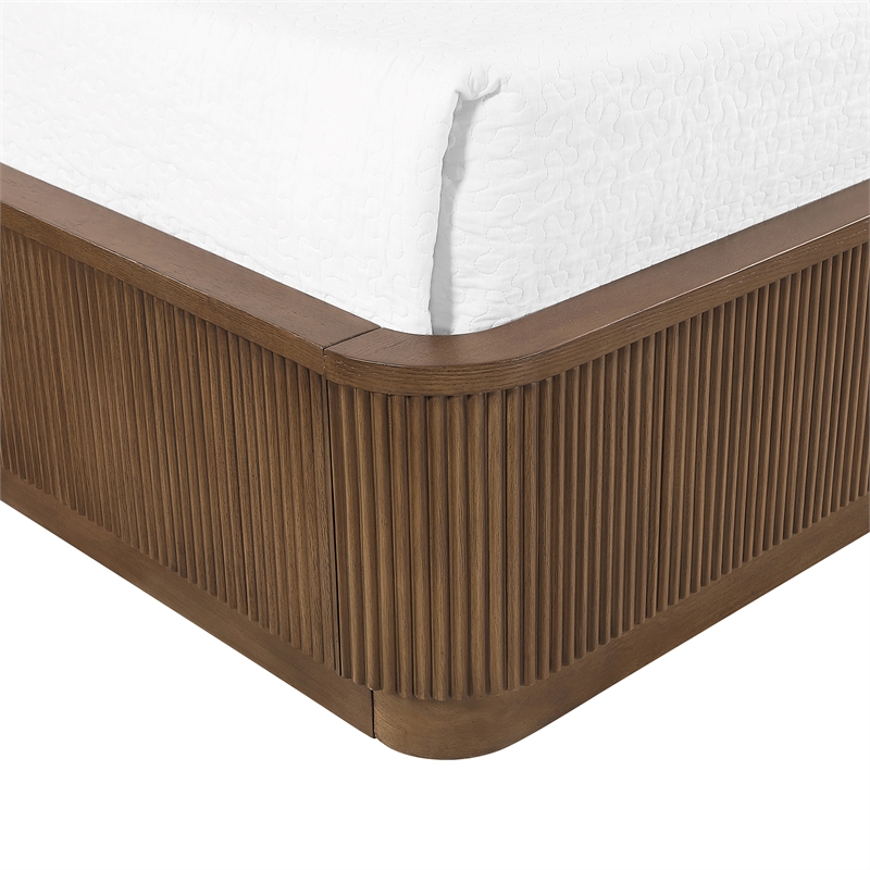 Meridian Furniture Astrid Brown Solid Wood And Oak Veneer Queen Bed
