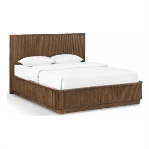 Meridian Furniture Astrid Brown Solid Wood And Oak Veneer Queen Bed