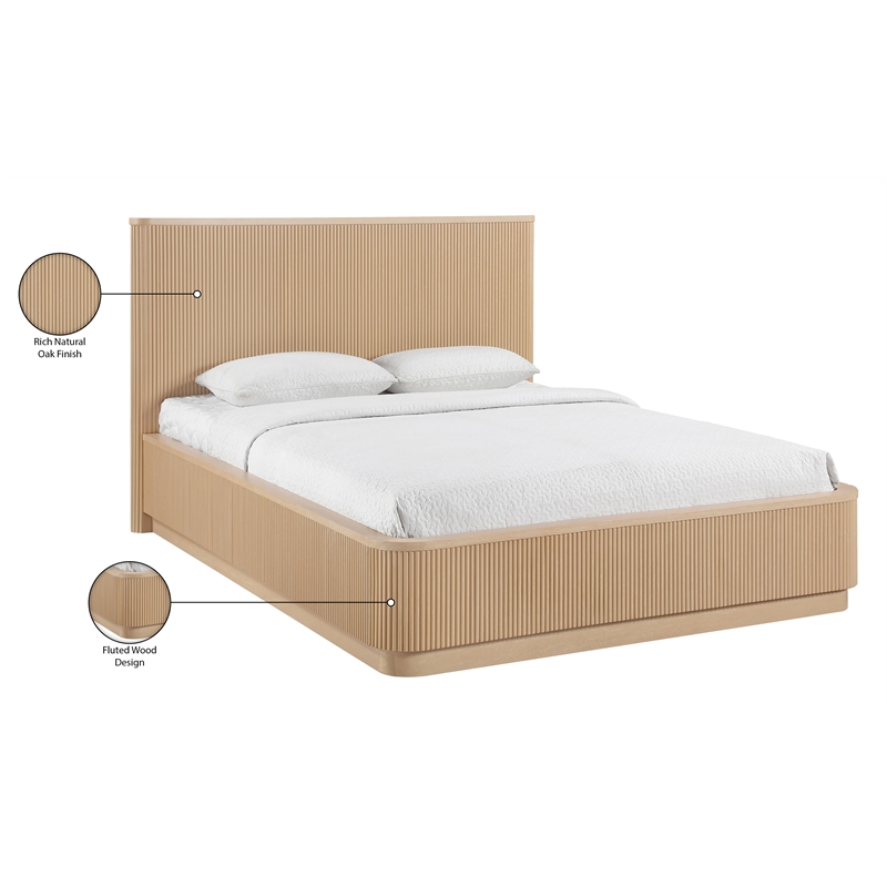Meridian Furniture Astrid Natural Solid Wood And Oak Veneer King Bed