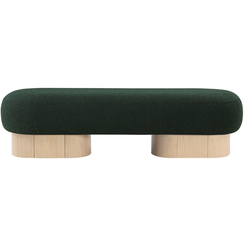 Meridian Furniture Robertson Green Boucle Fabric Upholstered Bench