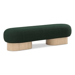 Meridian Furniture Robertson Green Boucle Fabric Upholstered Bench