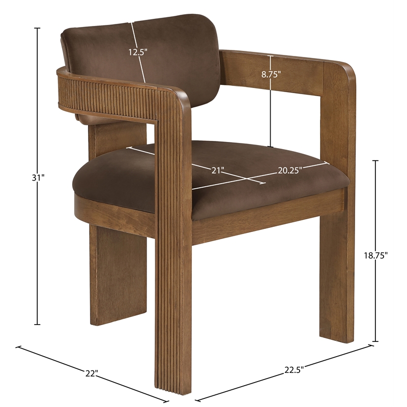 Meridian Furniture Sacha Brown Velvet Upholstered Dining Chair (Set of 2)