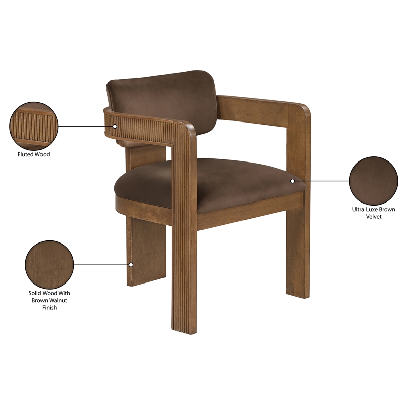 Meridian Furniture Sacha Brown Velvet Upholstered Dining Chair (Set of 2)