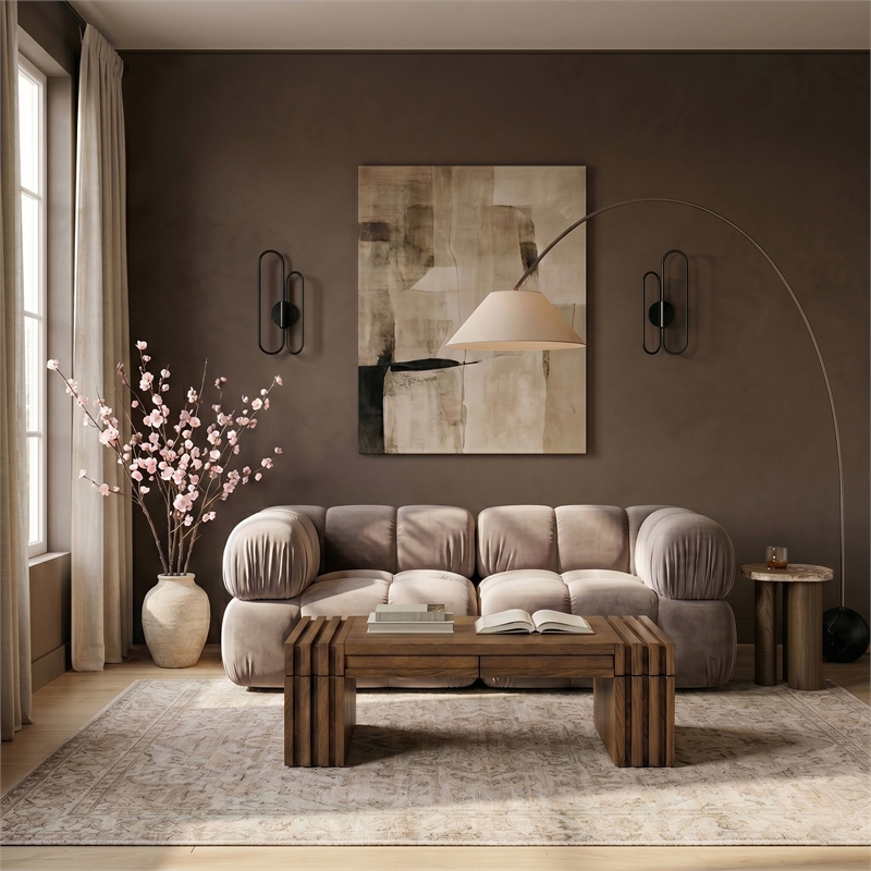 Meridian Furniture Orin Beige Velvet Performance Fabric 2 pc. Modular Sofa