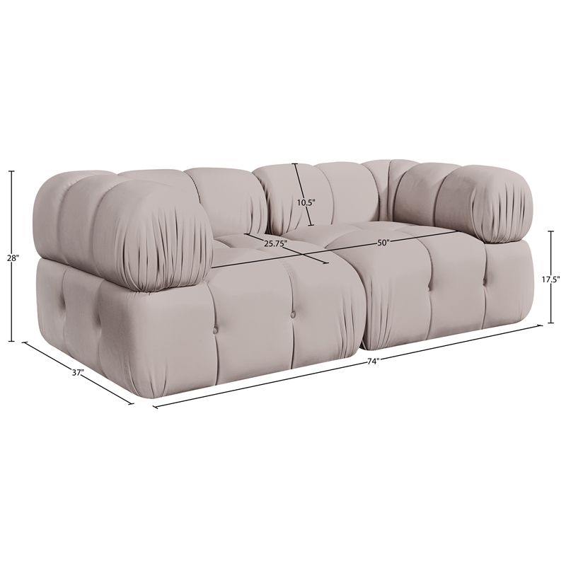Meridian Furniture Orin Beige Velvet Performance Fabric 2 pc. Modular Sofa