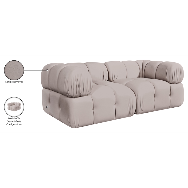 Meridian Furniture Orin Beige Velvet Performance Fabric 2 pc. Modular Sofa