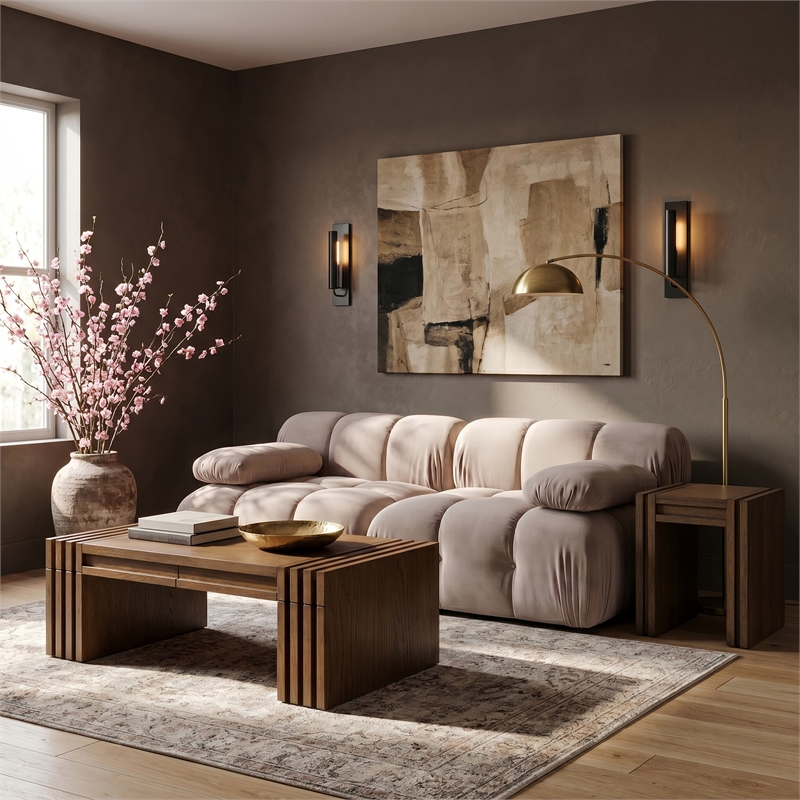 Meridian Furniture Orin Beige Velvet Performance Fabric 2 pc. Modular Sofa