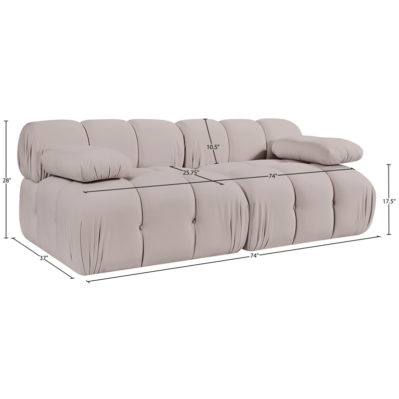 Meridian Furniture Orin Beige Velvet Performance Fabric 2 pc. Modular Sofa