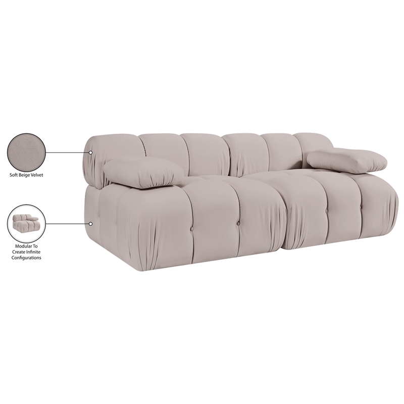 Meridian Furniture Orin Beige Velvet Performance Fabric 2 pc. Modular Sofa