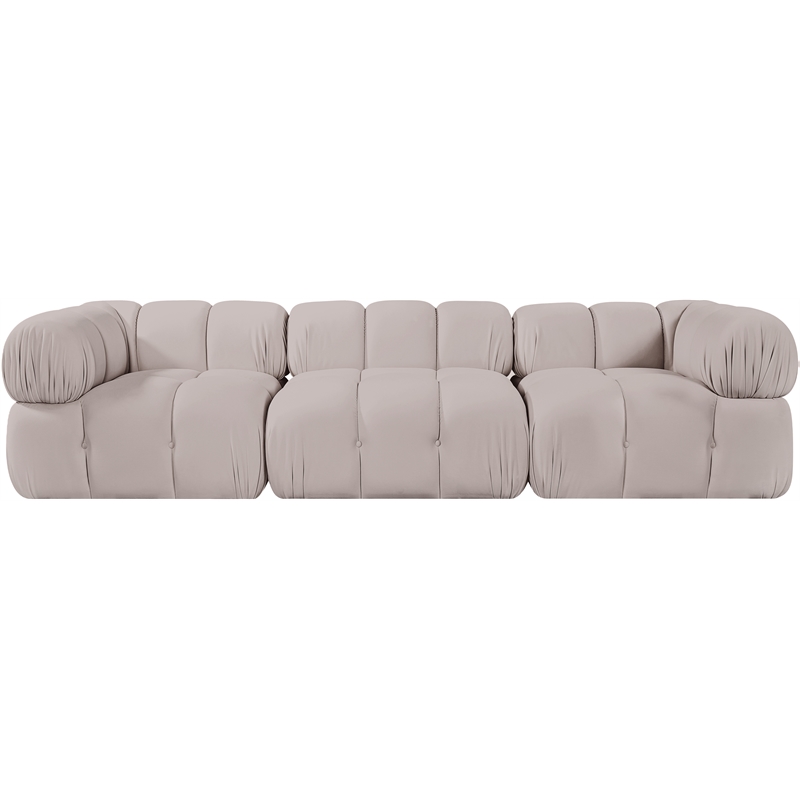 Meridian Furniture Orin Beige Velvet Performance Fabric 3 pc. Modular Sofa