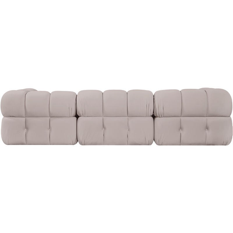 Meridian Furniture Orin Beige Velvet Performance Fabric 3 pc. Modular Sofa