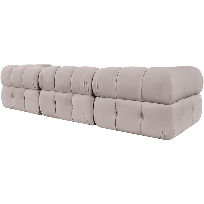 Meridian Furniture Orin Beige Velvet Performance Fabric 3 pc. Modular Sofa