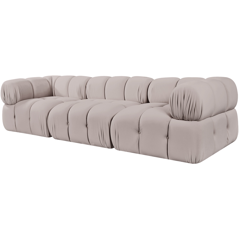 Meridian Furniture Orin Beige Velvet Performance Fabric 3 pc. Modular Sofa