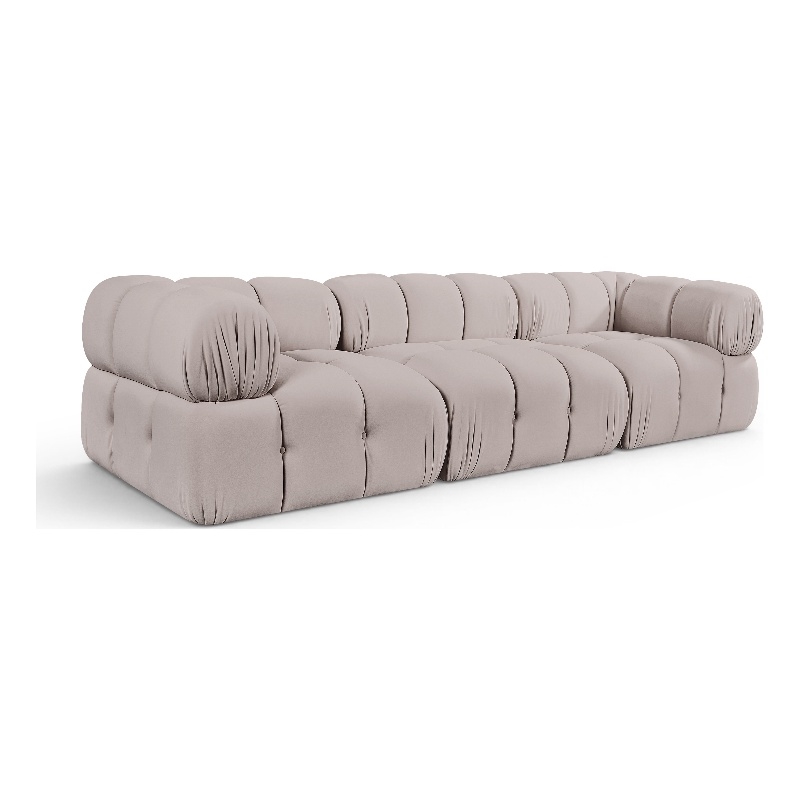 Meridian Furniture Orin Beige Velvet Performance Fabric 3 pc. Modular Sofa