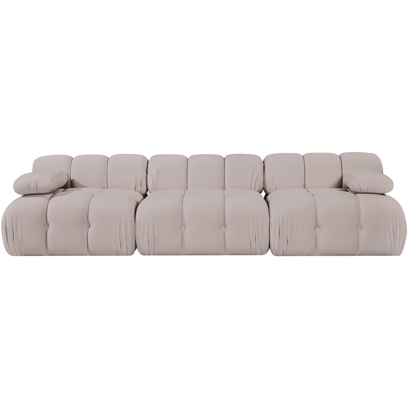Meridian Furniture Orin Beige Velvet Performance Fabric 3 pc. Modular Sofa