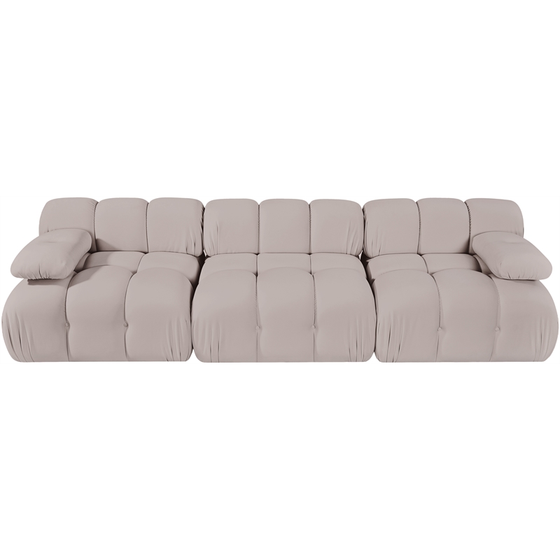 Meridian Furniture Orin Beige Velvet Performance Fabric 3 pc. Modular Sofa