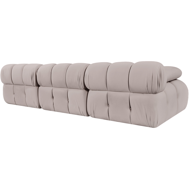 Meridian Furniture Orin Beige Velvet Performance Fabric 3 pc. Modular Sofa