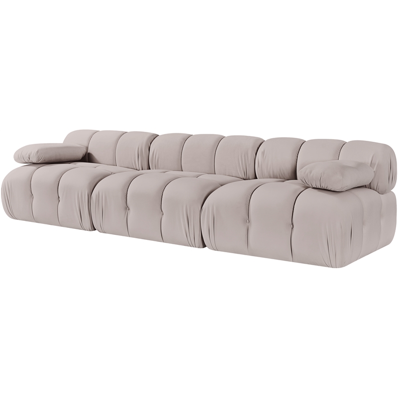 Meridian Furniture Orin Beige Velvet Performance Fabric 3 pc. Modular Sofa
