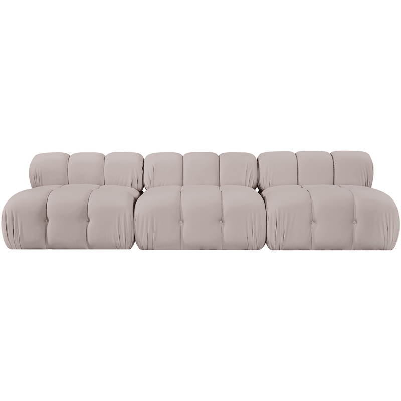 Meridian Furniture Orin Beige Velvet Performance Fabric 3 pc. Modular Sofa