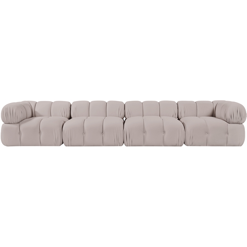 Meridian Furniture Orin Beige Velvet Performance Fabric 4 pc. Modular Sofa