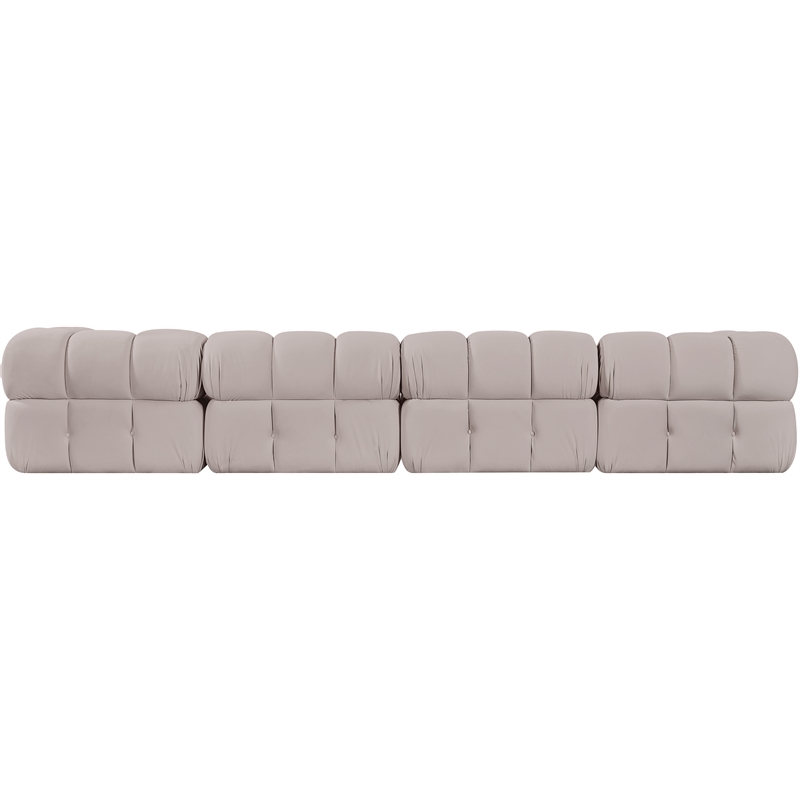 Meridian Furniture Orin Beige Velvet Performance Fabric 4 pc. Modular Sofa